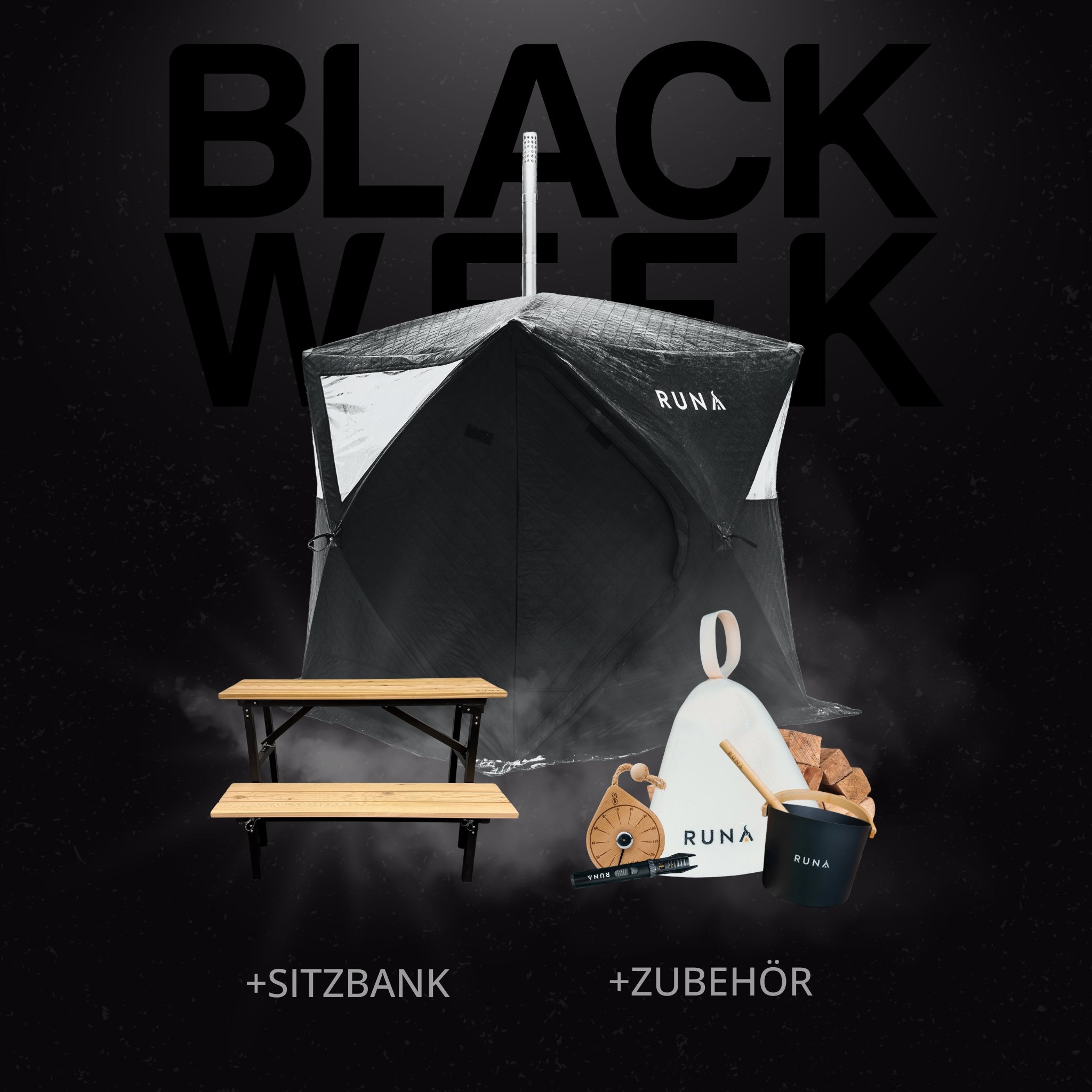 Voll ausgestattetes RUNA Sauna Komplett Set mit Zubehör - Angebot