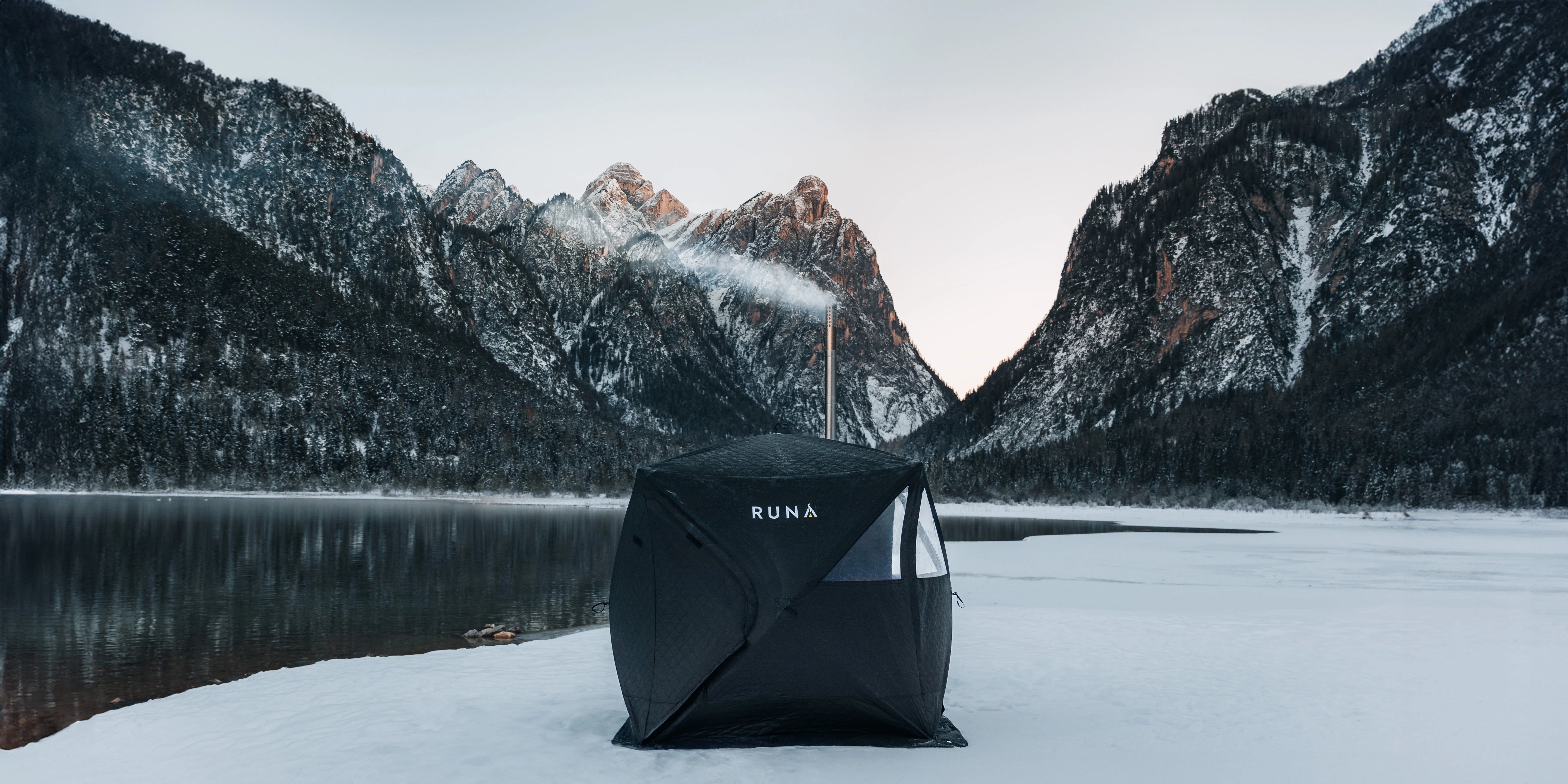 Zeltsauna Winter direkt am See - Header